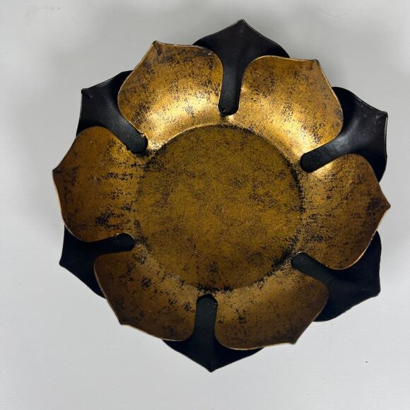 Gilded Lotus Accent Bowl/Candle Holder Vintage Style Made in India - Picture 3 of 6